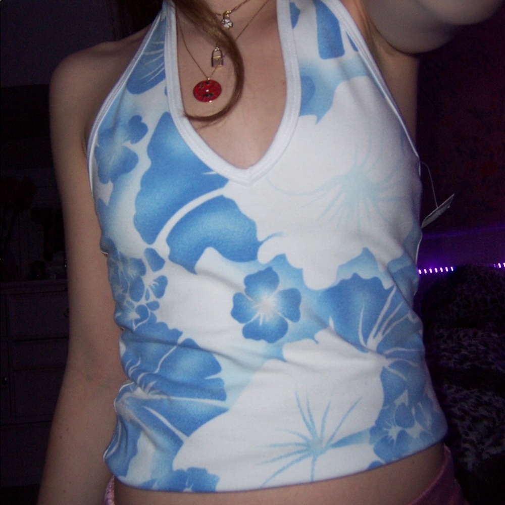 Y2K extra vintage floral halter top;)